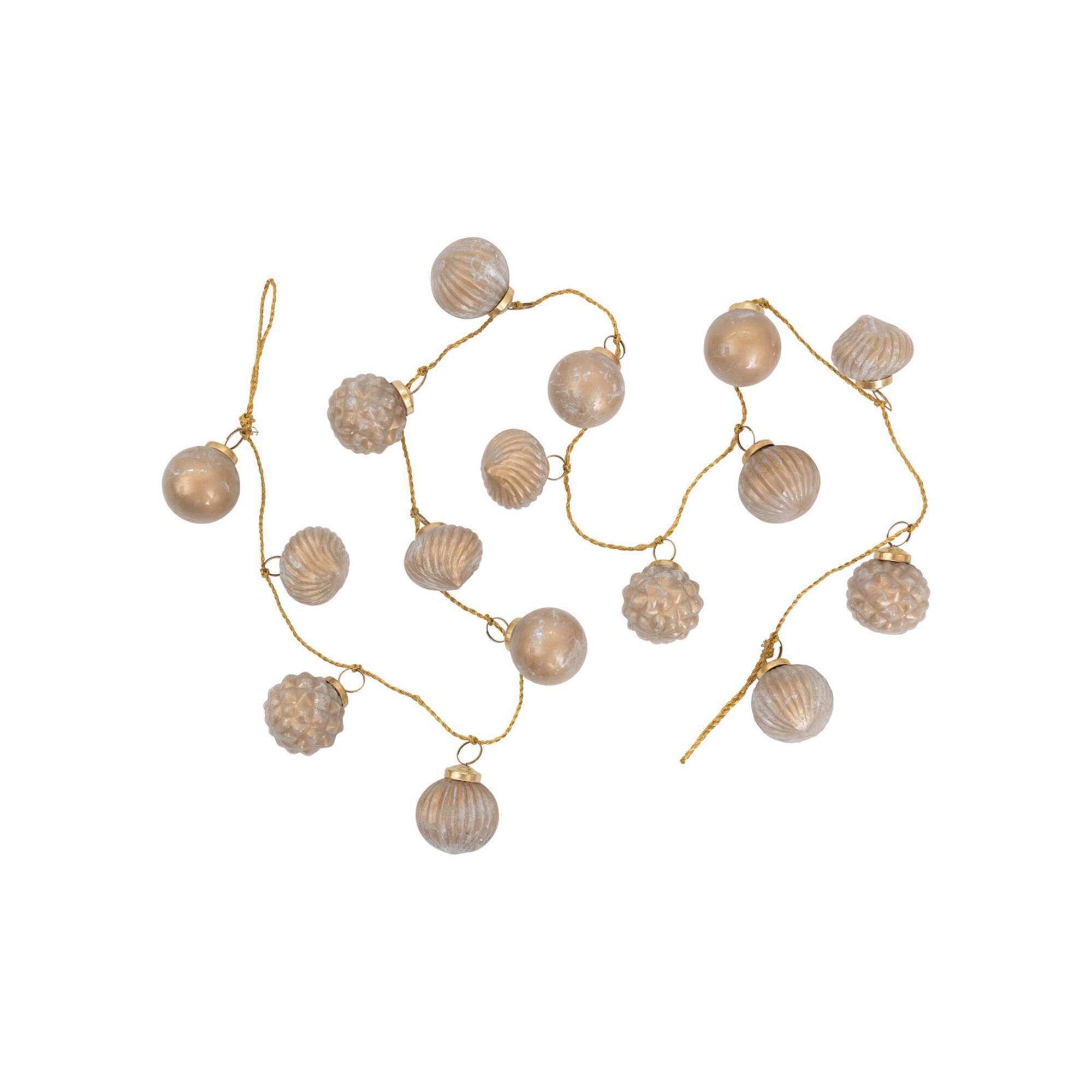 Hello Honey® 6ft. Marbled Taupe Embossed Mercury Glass Ball Ornament Garland